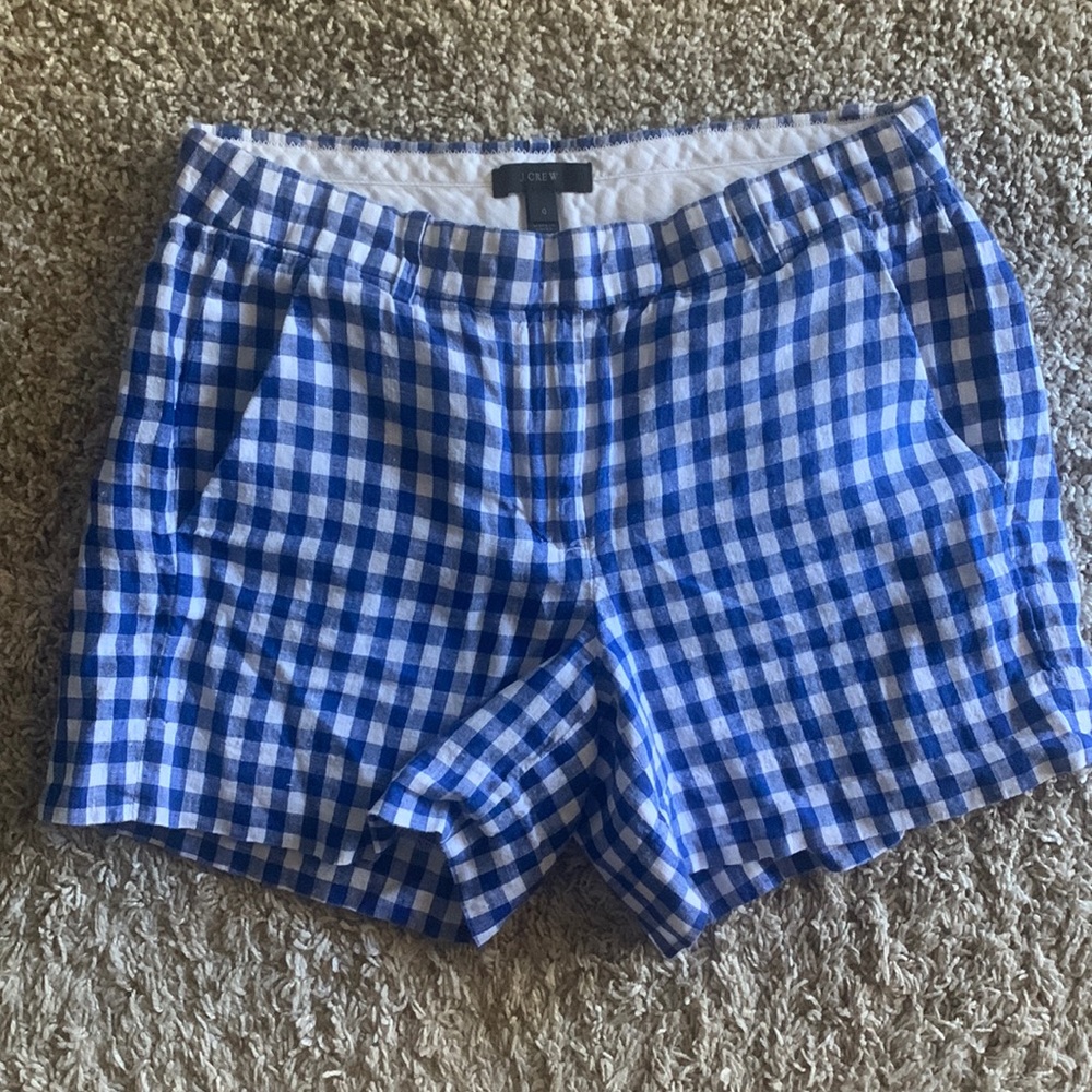 J Crew Linen shorts in gingham print